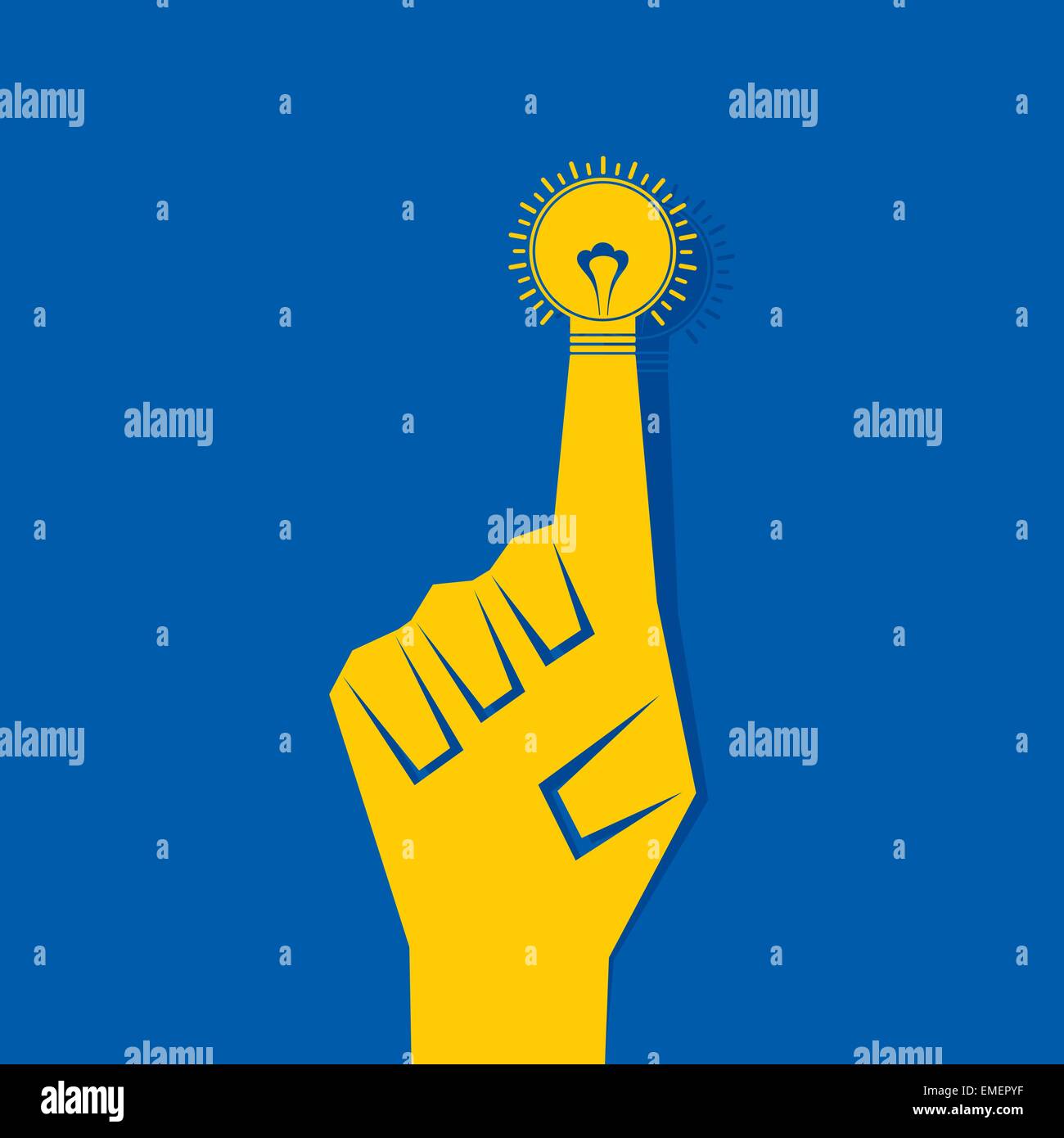 Il concetto di business - dito con lampadina vettore di stock Illustrazione Vettoriale