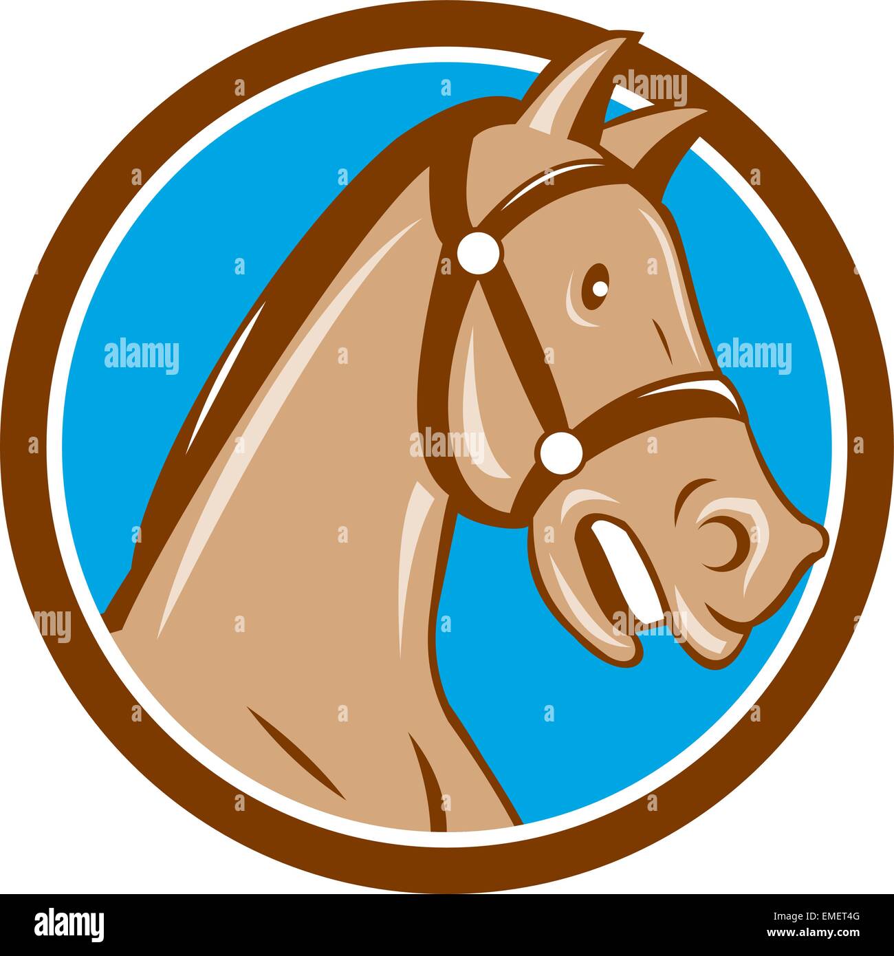 Testa di cavallo briglia cerchio Cartoon Illustrazione Vettoriale