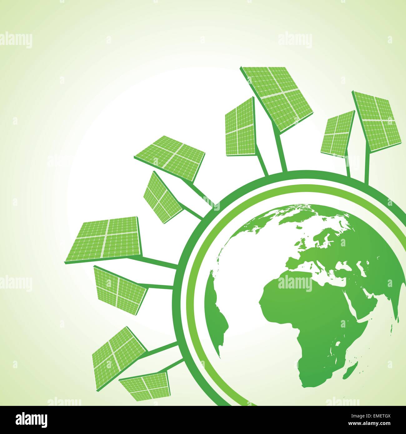 Concetto di ecologia - Pannello solare con terra vettore di stock Illustrazione Vettoriale
