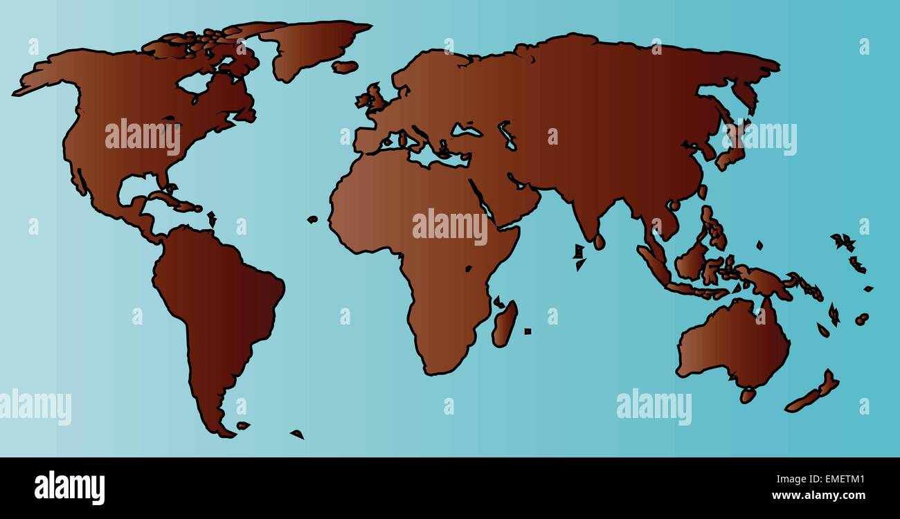 Mappa mondo contorno Illustrazione Vettoriale