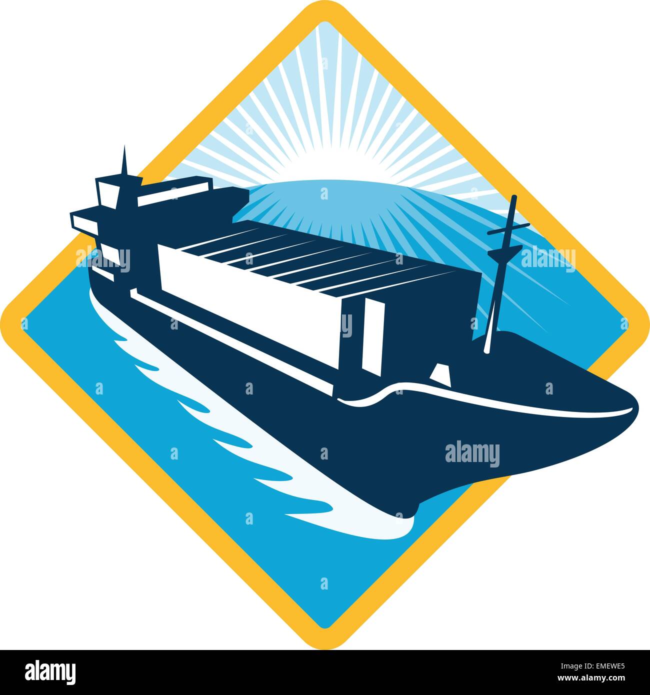 Nave container retrò diamante Illustrazione Vettoriale