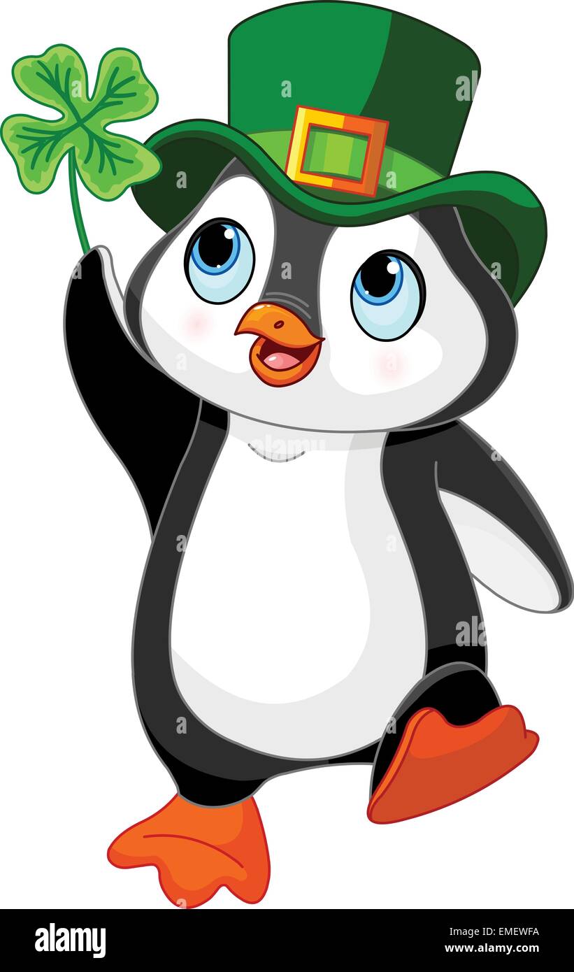 Penguin celebra la festa di San Patrizio giorno Illustrazione Vettoriale