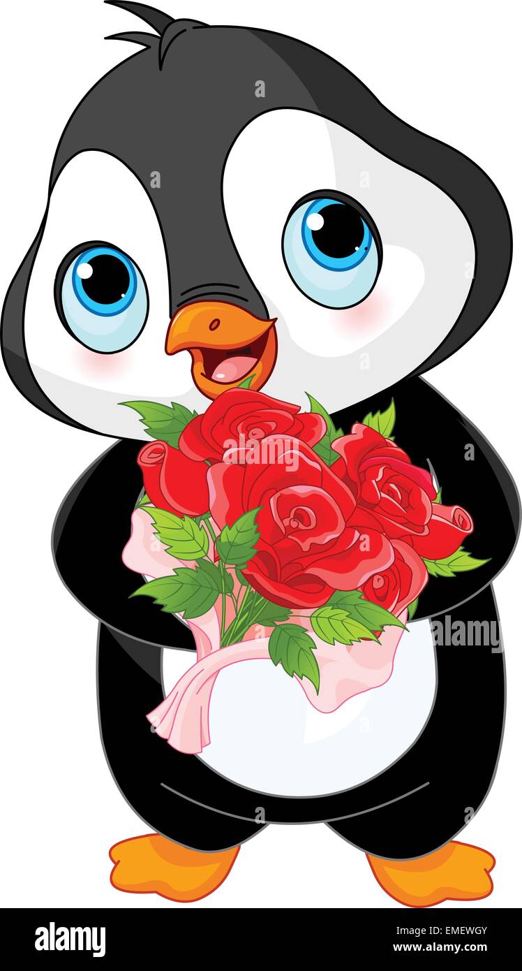 Carino il giorno di San Valentino penguin Illustrazione Vettoriale
