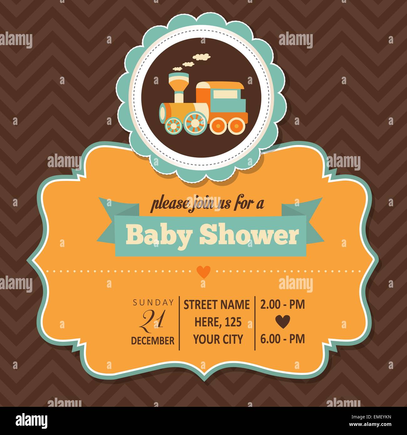 Baby shower invito in stile retrò Illustrazione Vettoriale