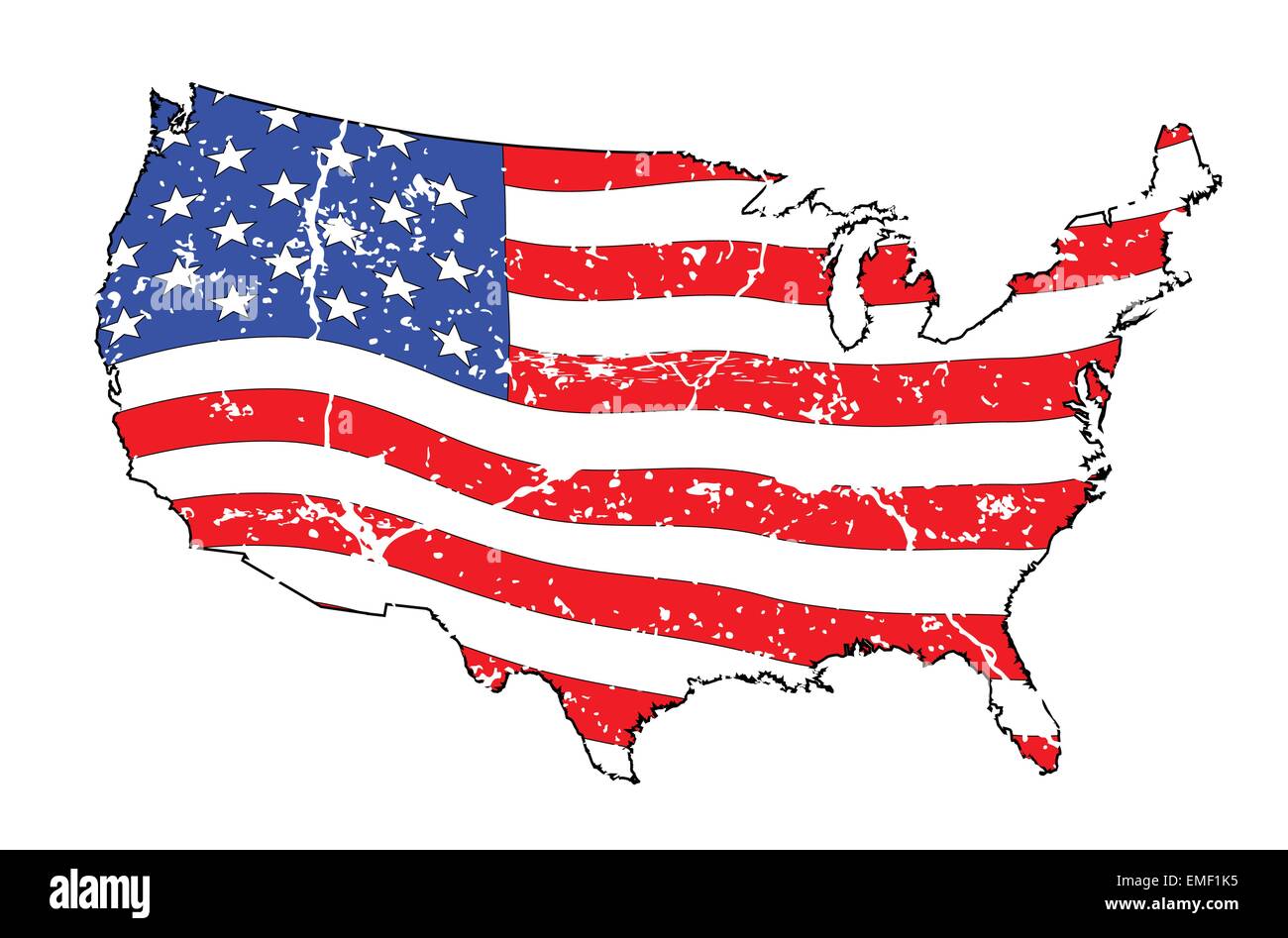 Stati Uniti d'America Grunge Bandiera Mappa Illustrazione Vettoriale