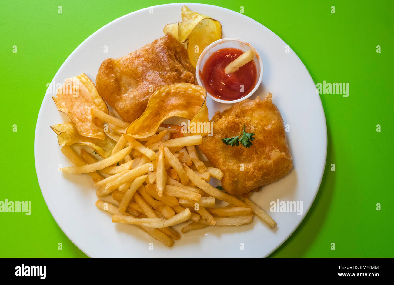 Pesce e patatine fritte Foto Stock