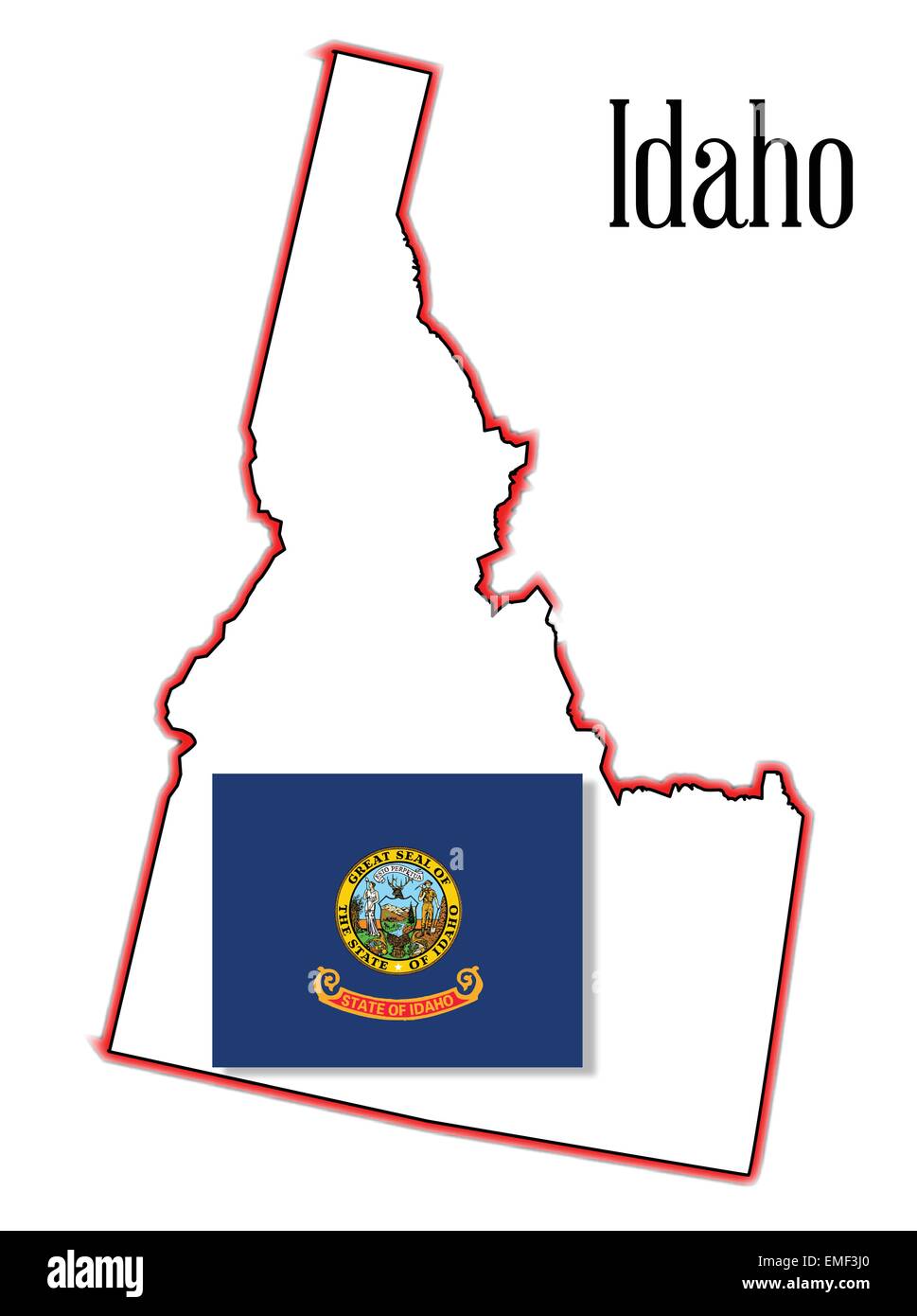 Stato di Idaho Mappa e Flag Illustrazione Vettoriale