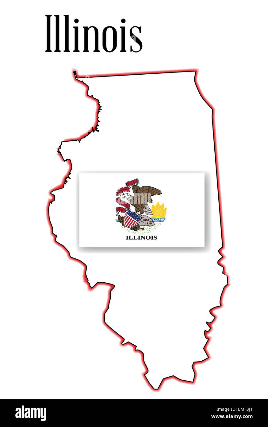 Illinois State Mappa e Flag Illustrazione Vettoriale