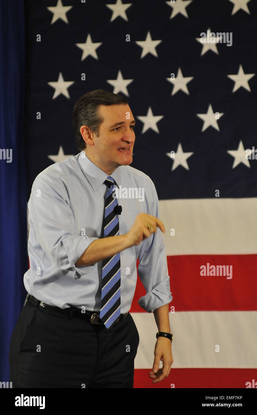 Nashua, New Hampshire, Stati Uniti d'America, 18 Aprile, 2015. Texas il senatore Ted Cruz parla di Nashua, NH, Stati Uniti d'America. Alamy Live News/Andrew Cline Foto Stock