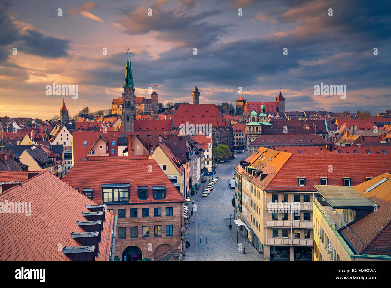 Norimberga. Immagine del centro storico di Norimberga, Germania al tramonto. Foto Stock