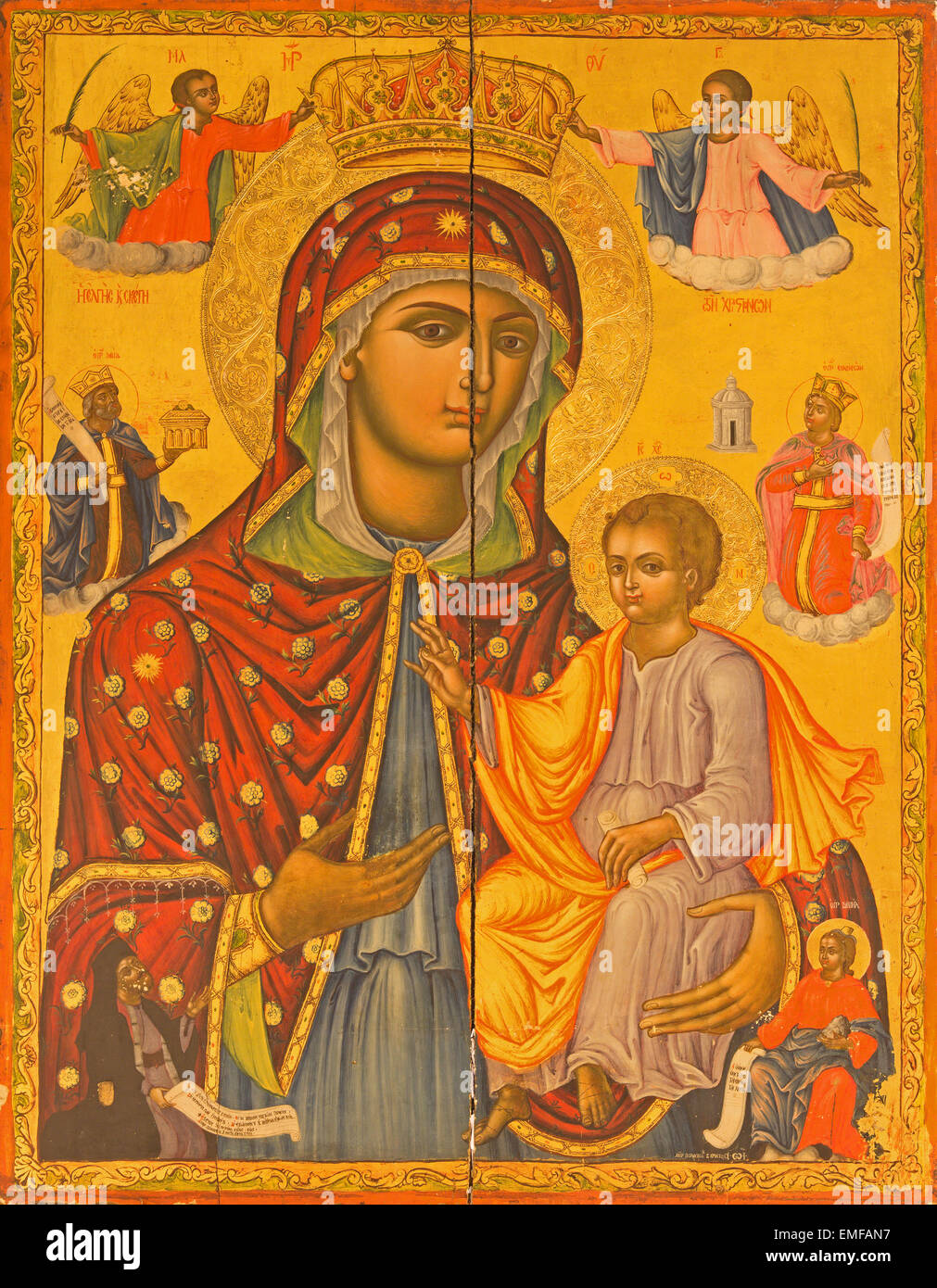 Gerusalemme, Israele - 3 Marzo 2015: l'icona della Madonna dalla chiesa del Santo Sepolcro. Foto Stock