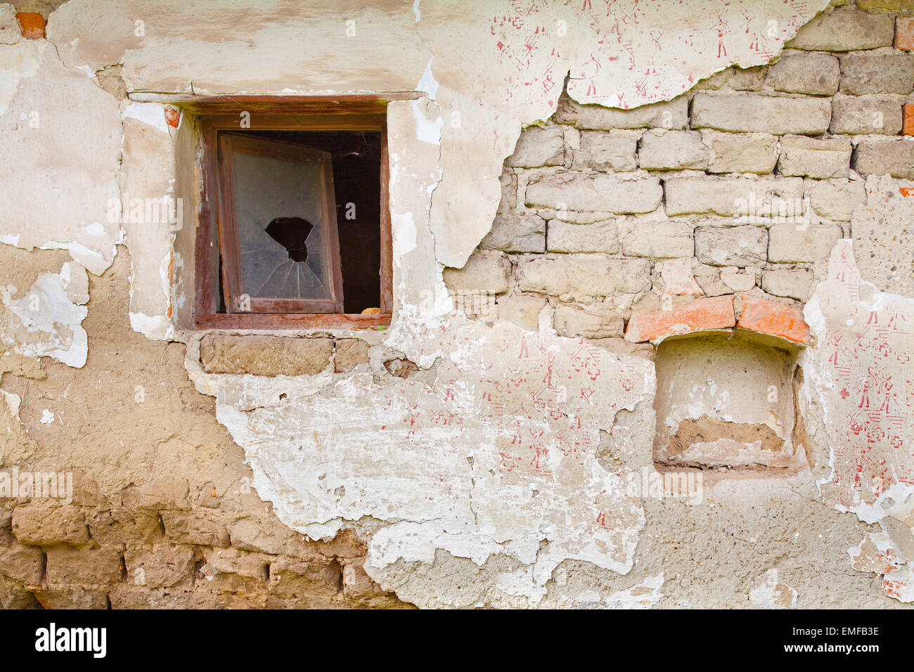 Parete della vecchia casa Foto Stock