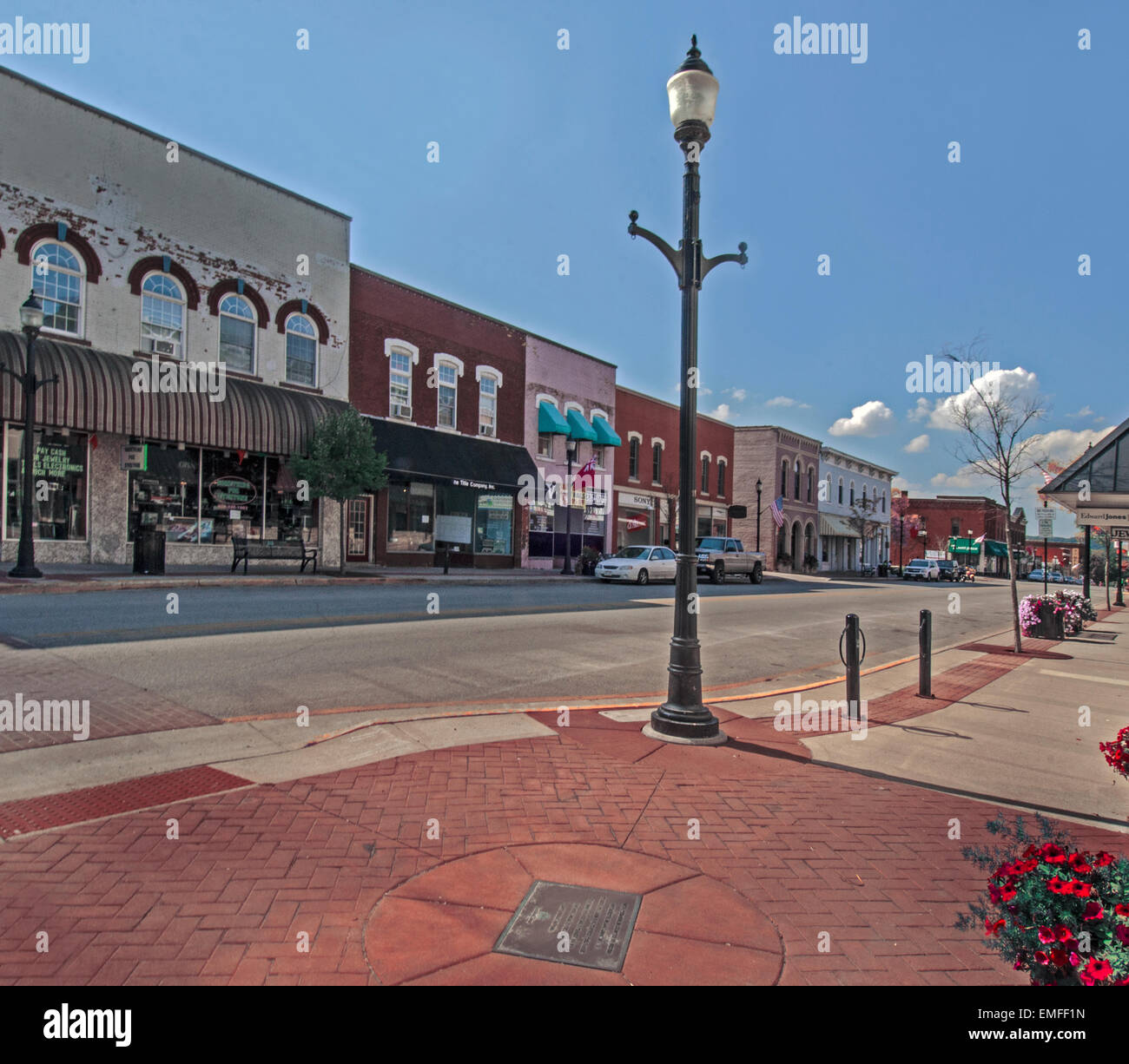 Downtown area dello shopping nella Prairie du Chien, Wisconsin Foto Stock