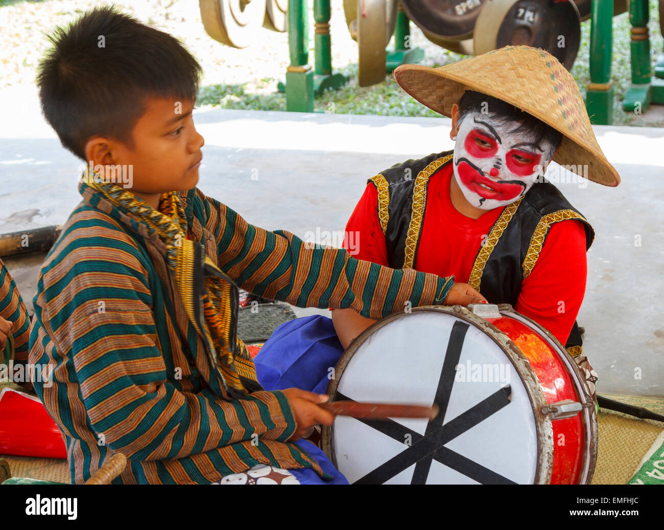 Scuola di musica. Prambanan tempio indù. Java centrale. Indonesia asia. Foto Stock