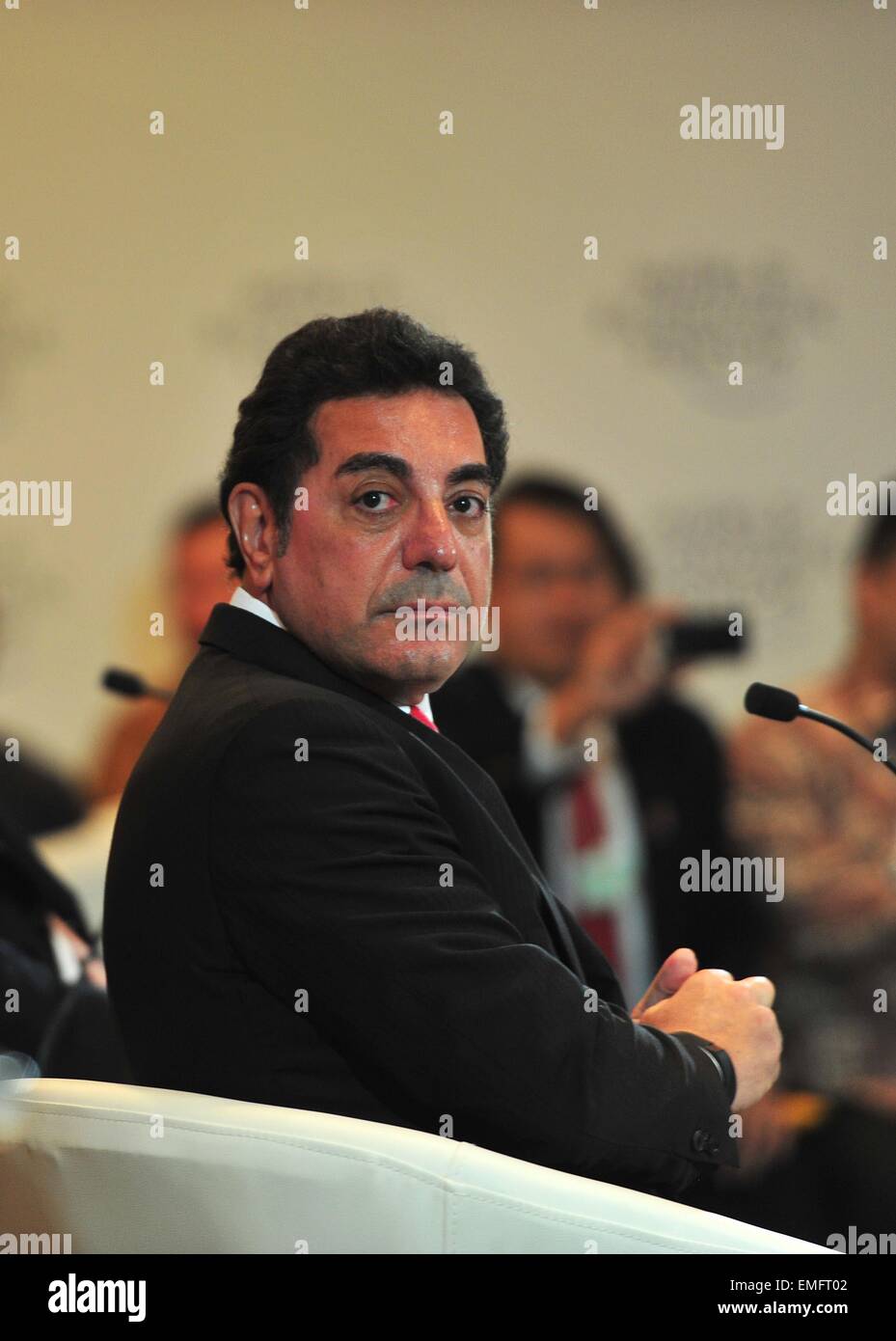 Jakarta, Indonesia. Xxi Aprile, 2015. Chief Executive Officer di Amec Foster Wheeler Samir Brikho partecipa al Forum Economico Mondiale sulla East Asia 2015 a Jakarta, Indonesia, 21 aprile 2015. Credito: Zulkarnain/Xinhua/Alamy Live News Foto Stock