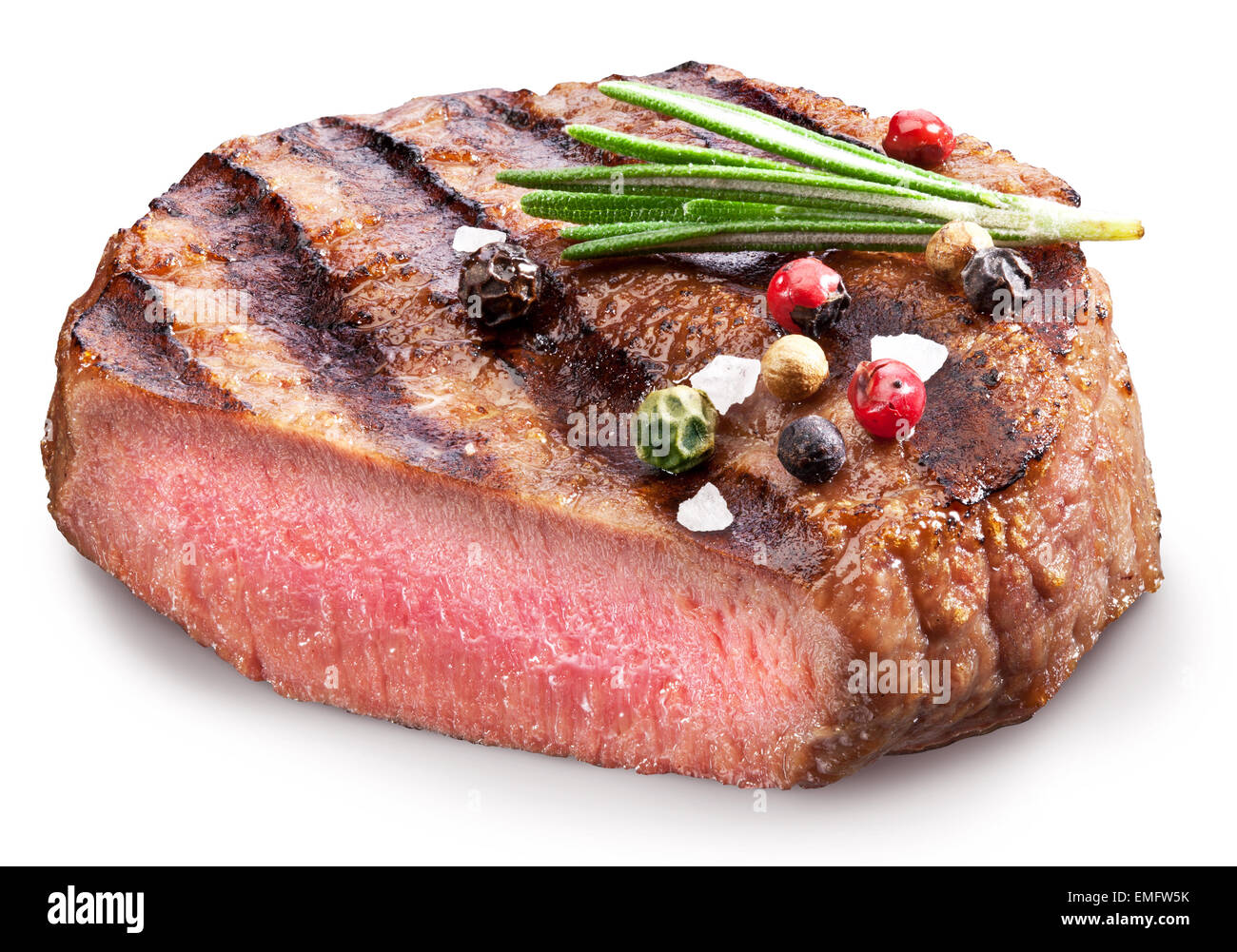 Bistecca di manzo con spezie. Il file contiene i tracciati di ritaglio. Foto Stock