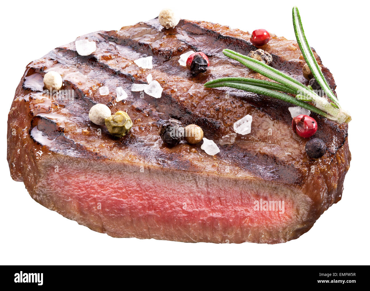 Bistecca di manzo con spezie. Il file contiene i tracciati di ritaglio. Foto Stock