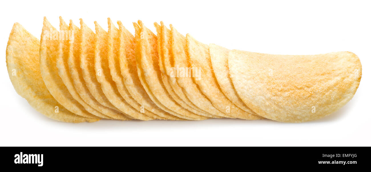 Potato Chips isolato sullo sfondo bianco. Foto Stock