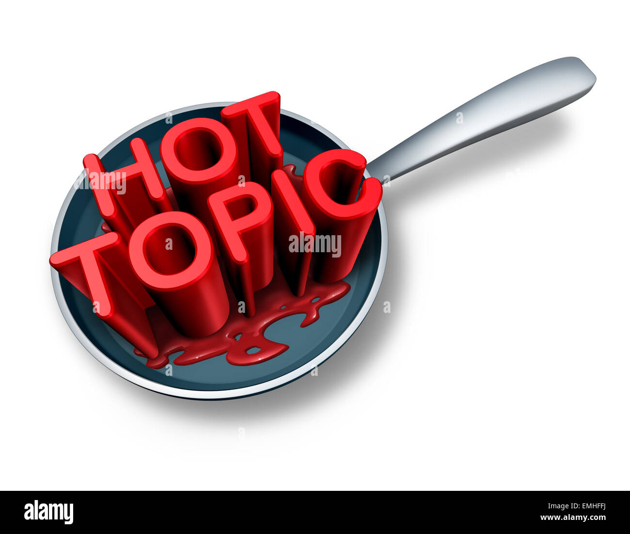 Hot topic e ultime notizie simbolo come la parola per sociale attuali newsflash eventi in una padella come una pressa headline icona per Foto Stock