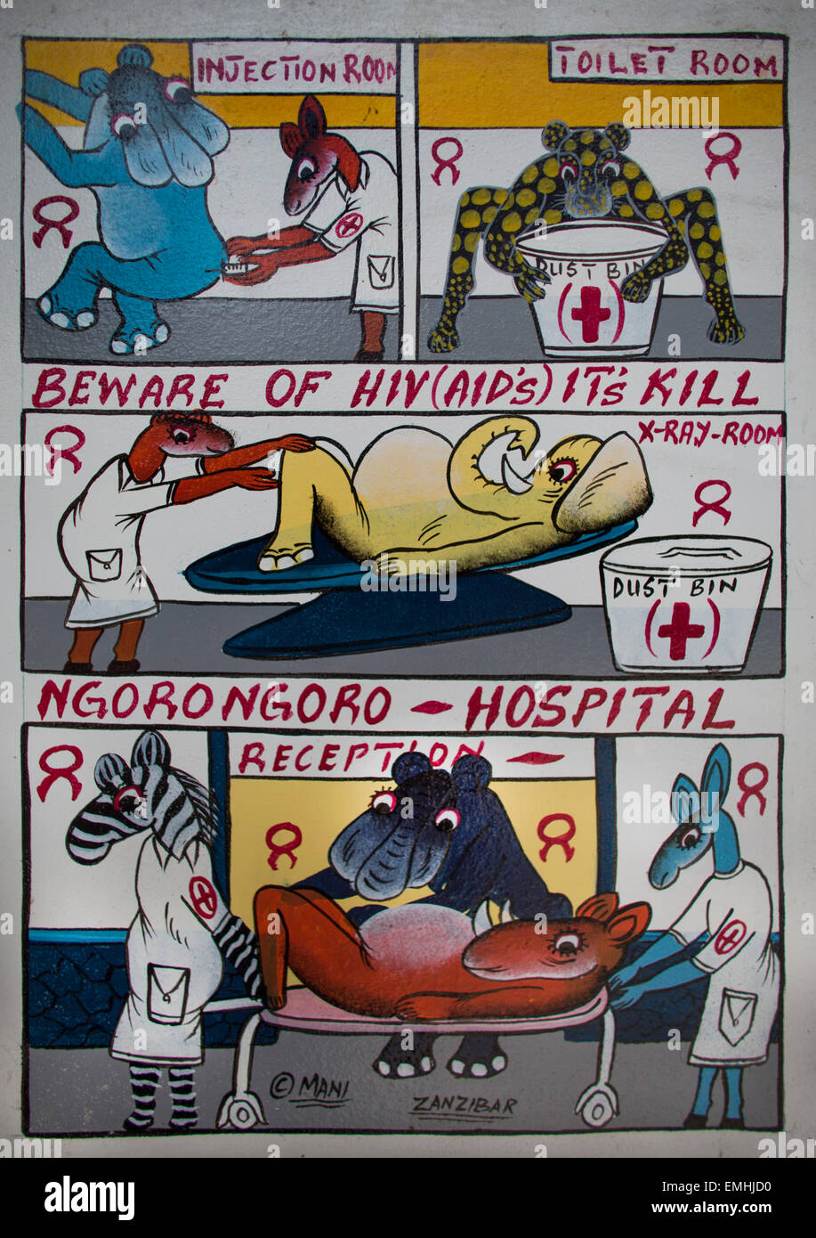 Health care i messaggi a Zanzibar. Foto Stock
