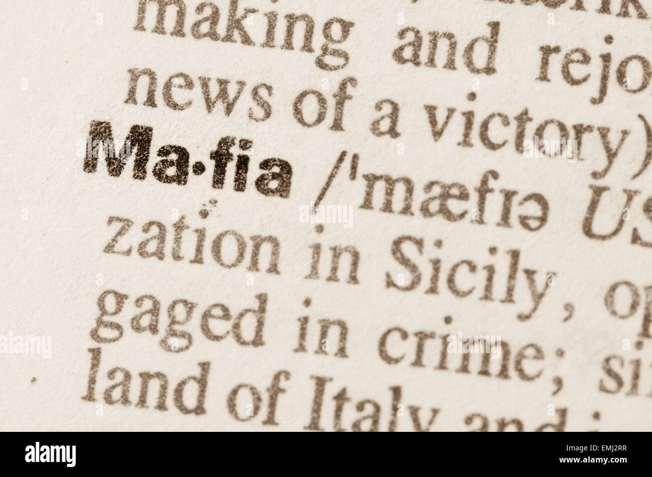 Definizione della mafia di parola nel dizionario Foto Stock