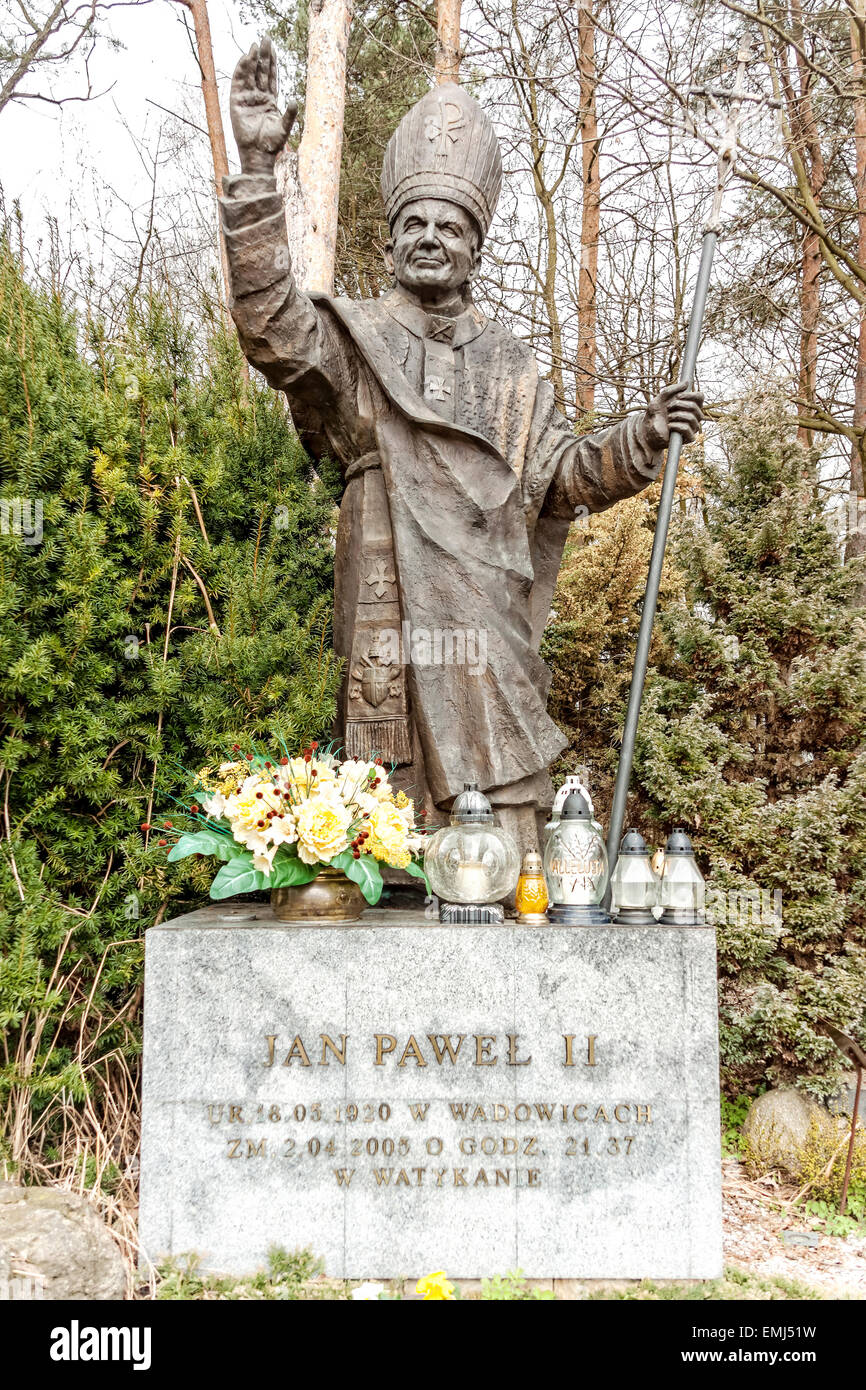 Papa Giovanni Paolo II la scultura del Santuario di Nostra Signora di Fatima in Górki village, Polonia Foto Stock