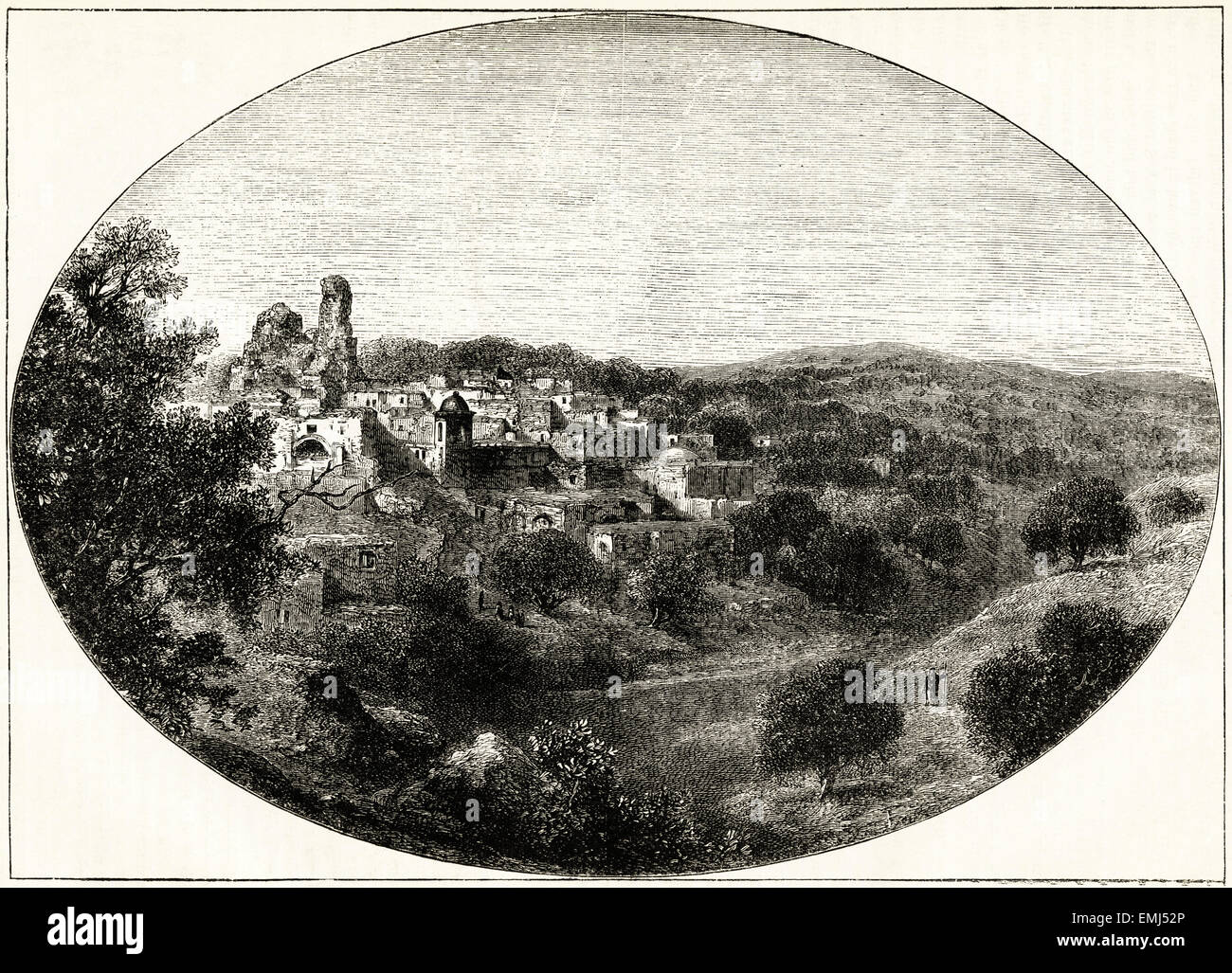 Vista su Betania in Terra Santa, Medio Oriente. Victorian xilografia incisione datata 1890 Foto Stock