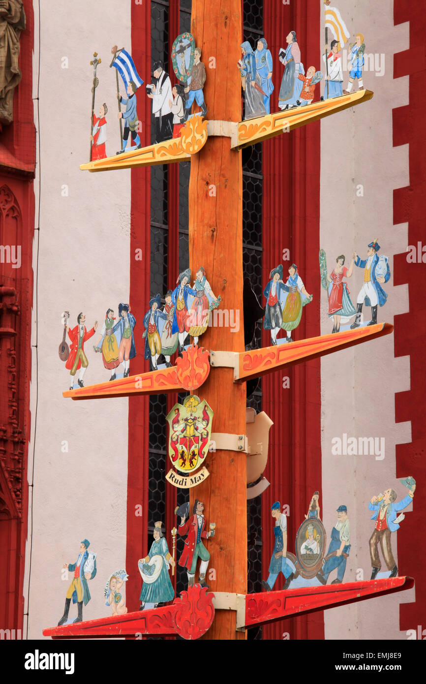 Germania Baviera Würzburg Maypole tradizioni doganale Foto Stock