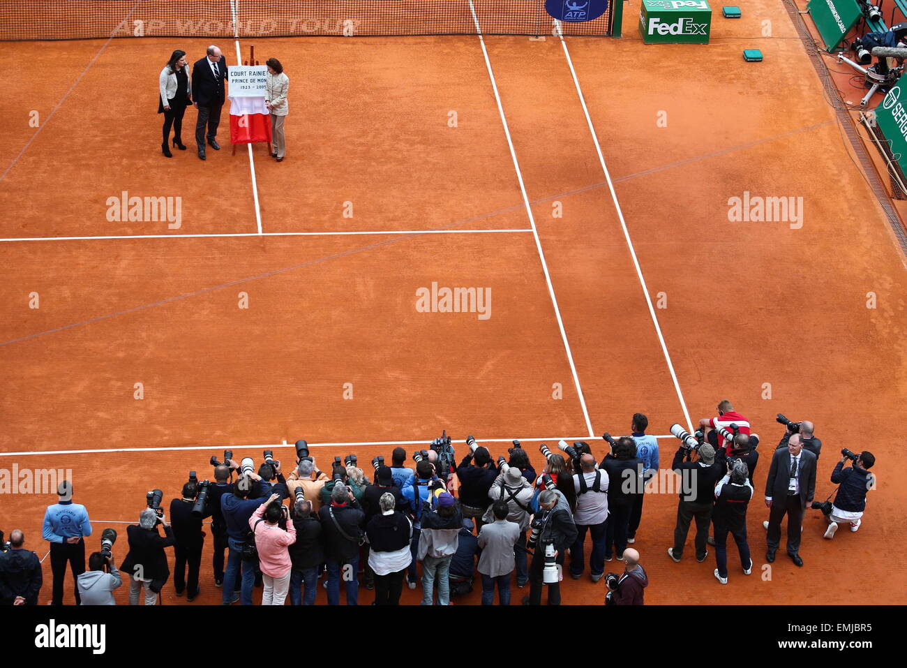 Inaugurazione corte il Principe Ranieri III par le Prince Albert - 19.04.2015 - Tournoi de Monte Carlo 2015 - Masters 1000 .Photo : Serge Haouzi/Icona Sport Foto Stock