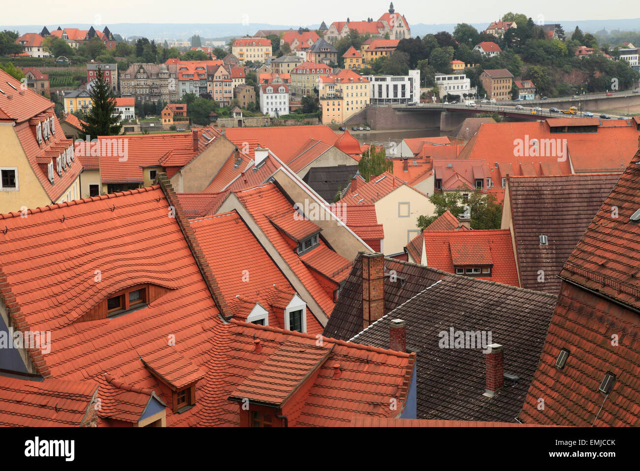 In Germania, in Sassonia, Meissen, Vista panoramica, tetti, Foto Stock