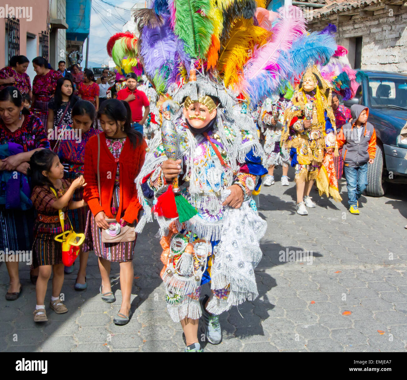 La danza della conquista, Chichicastenango, Guatemala Foto Stock