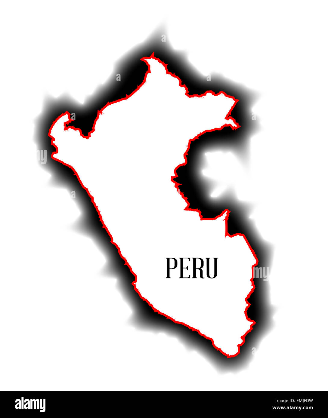 Delineare un blando mappa del Paese sud americano del Perù Foto Stock