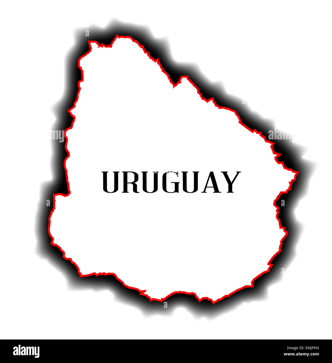 Profilo vuoto mappa del paese Sud Americano di Uruguay Foto Stock