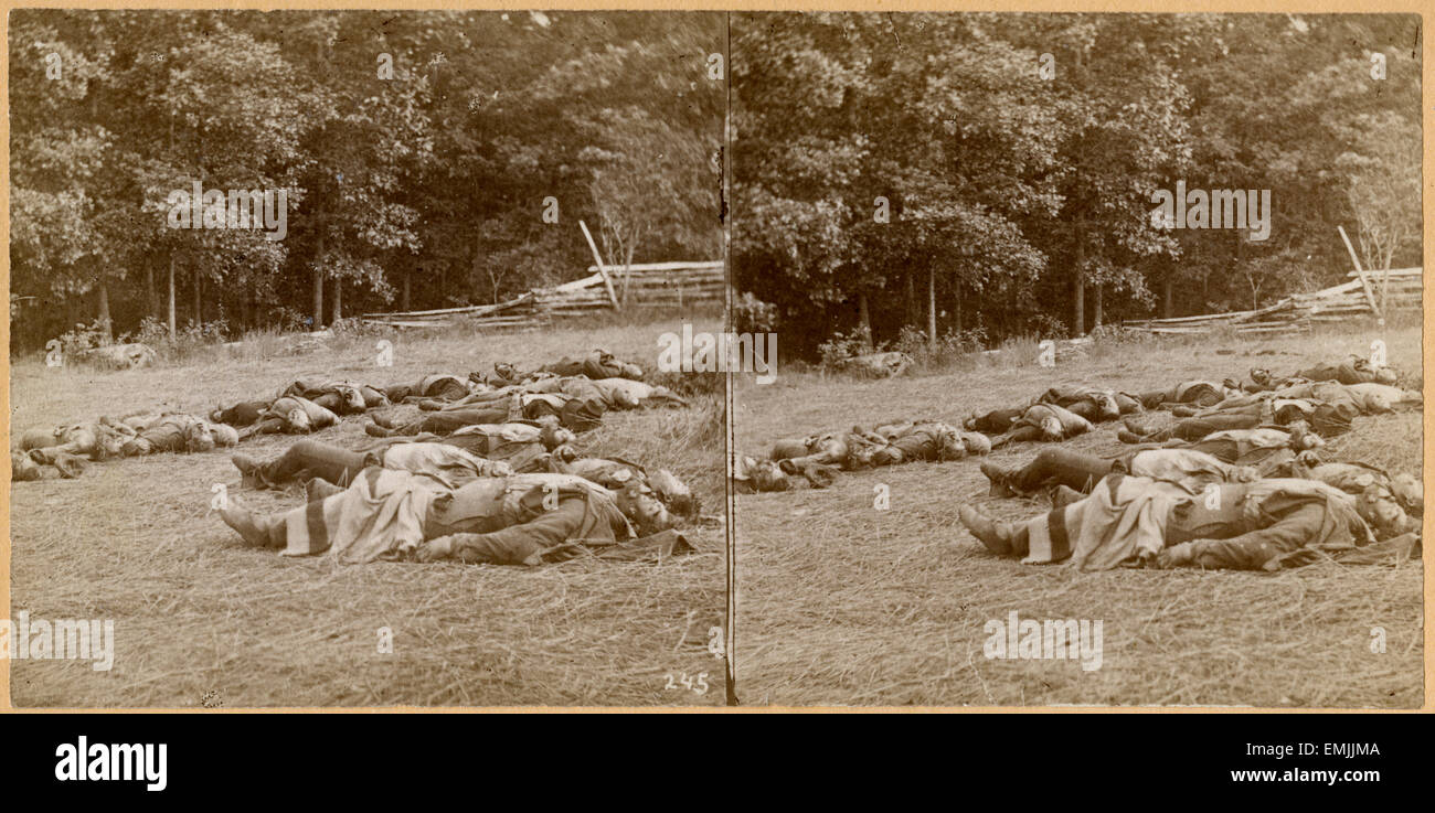 "L'Unione morti di Gettysburg." #245, guerra civile scheda Stereo, circa 1863 Foto Stock