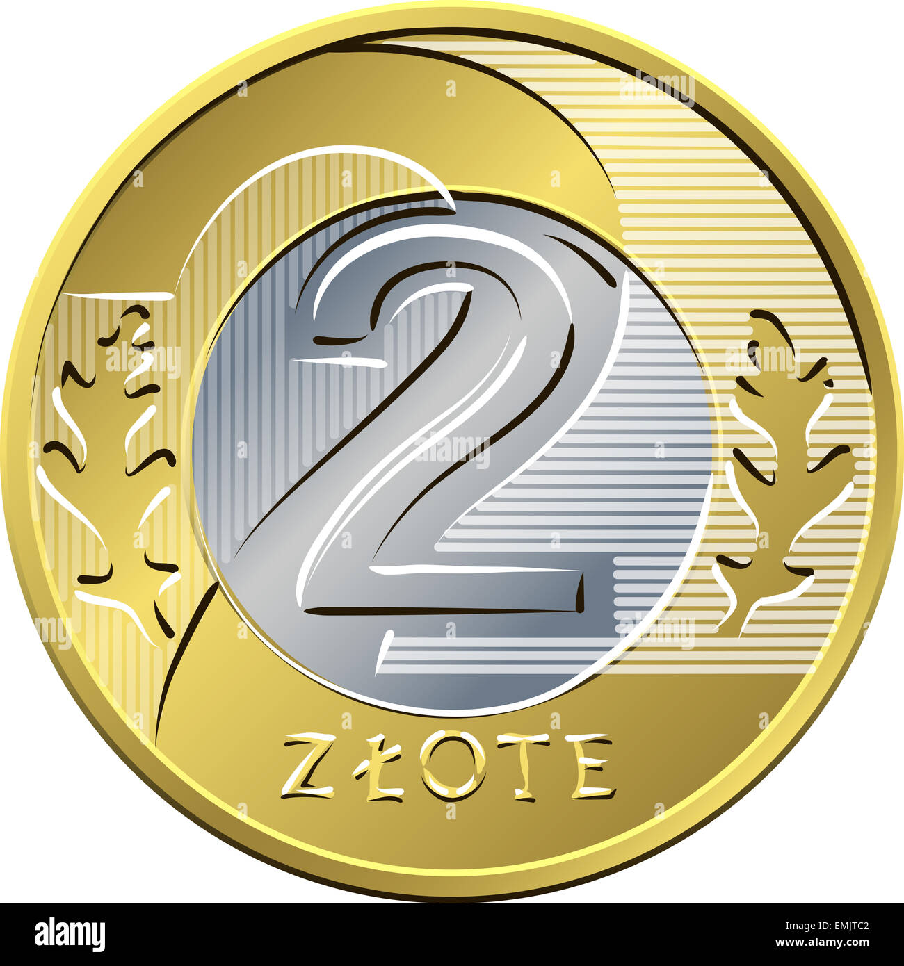 Reverse Polish denaro due Polish zloty moneta Foto Stock