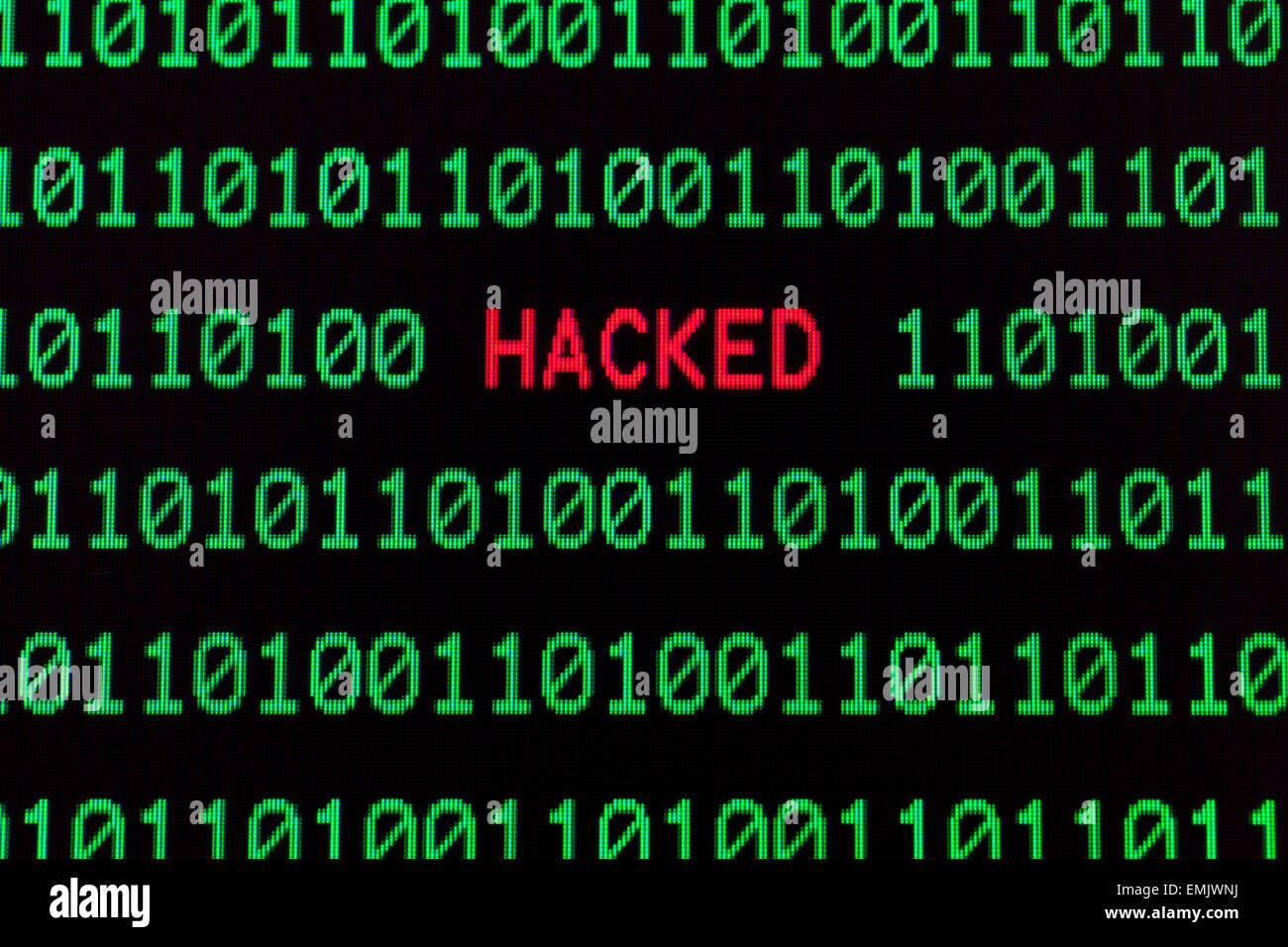 Hacked messaggio sullo schermo del computer Foto Stock