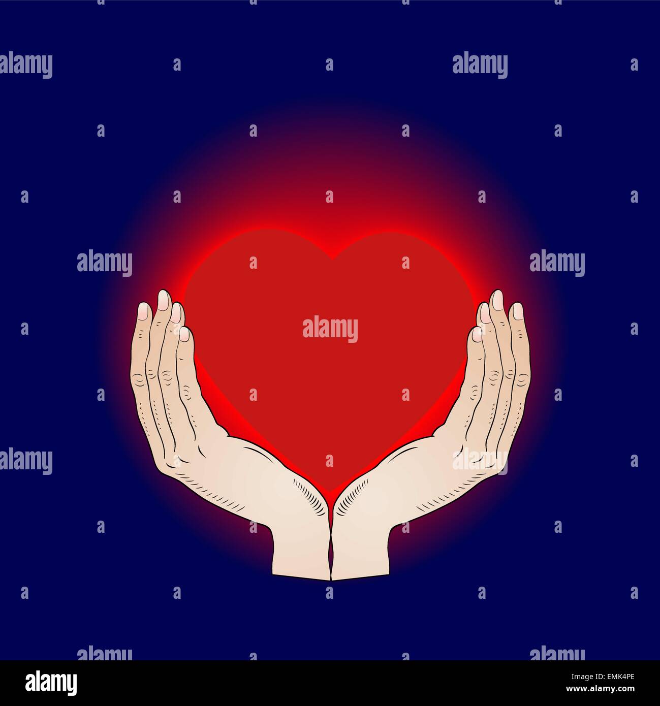 Illustrazione astratta - il cuore nelle mani - amore appassionato - vettore Illustrazione Vettoriale
