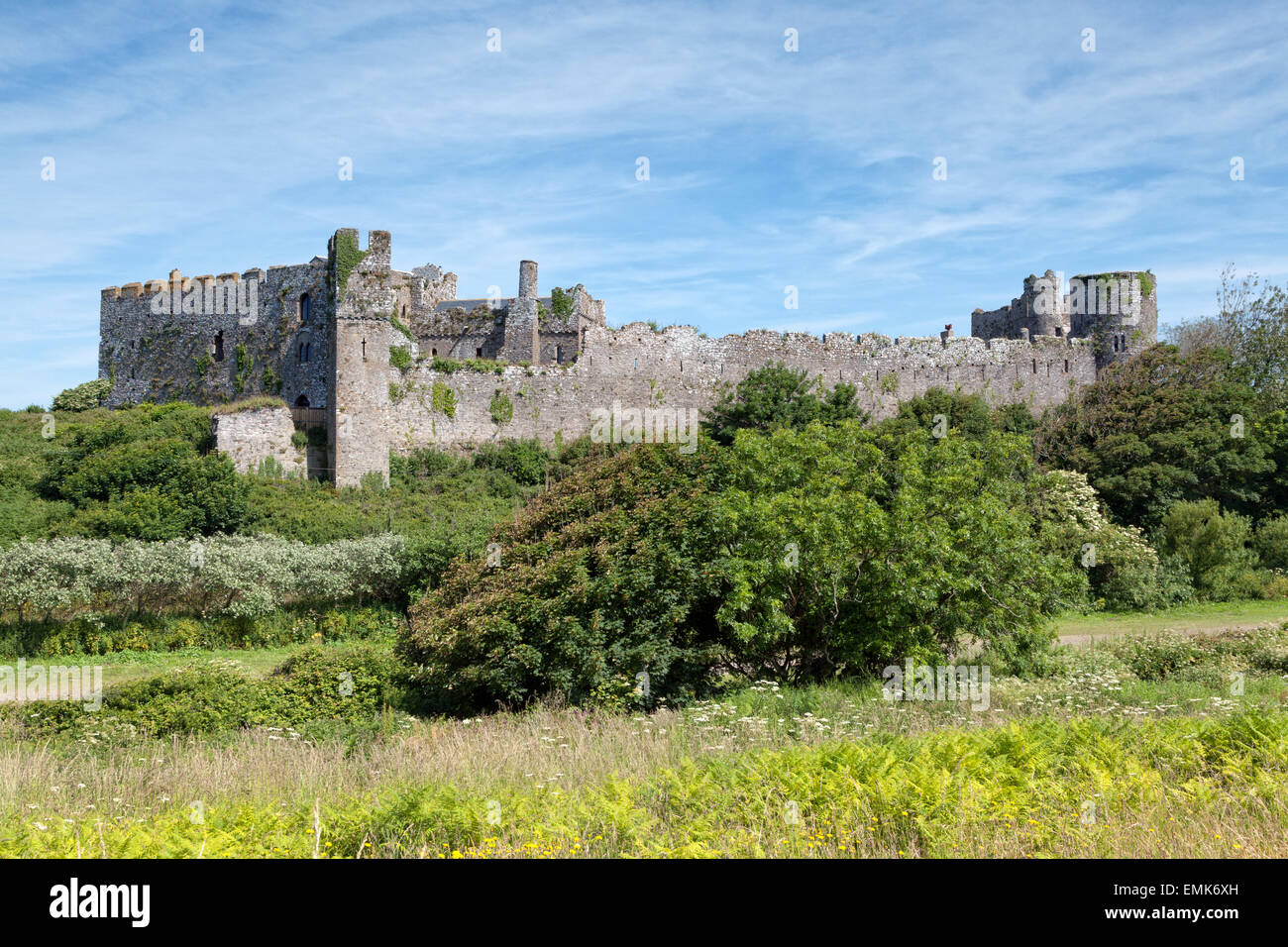 Manorbier Castle, Pembrokeshire, Galles Foto Stock