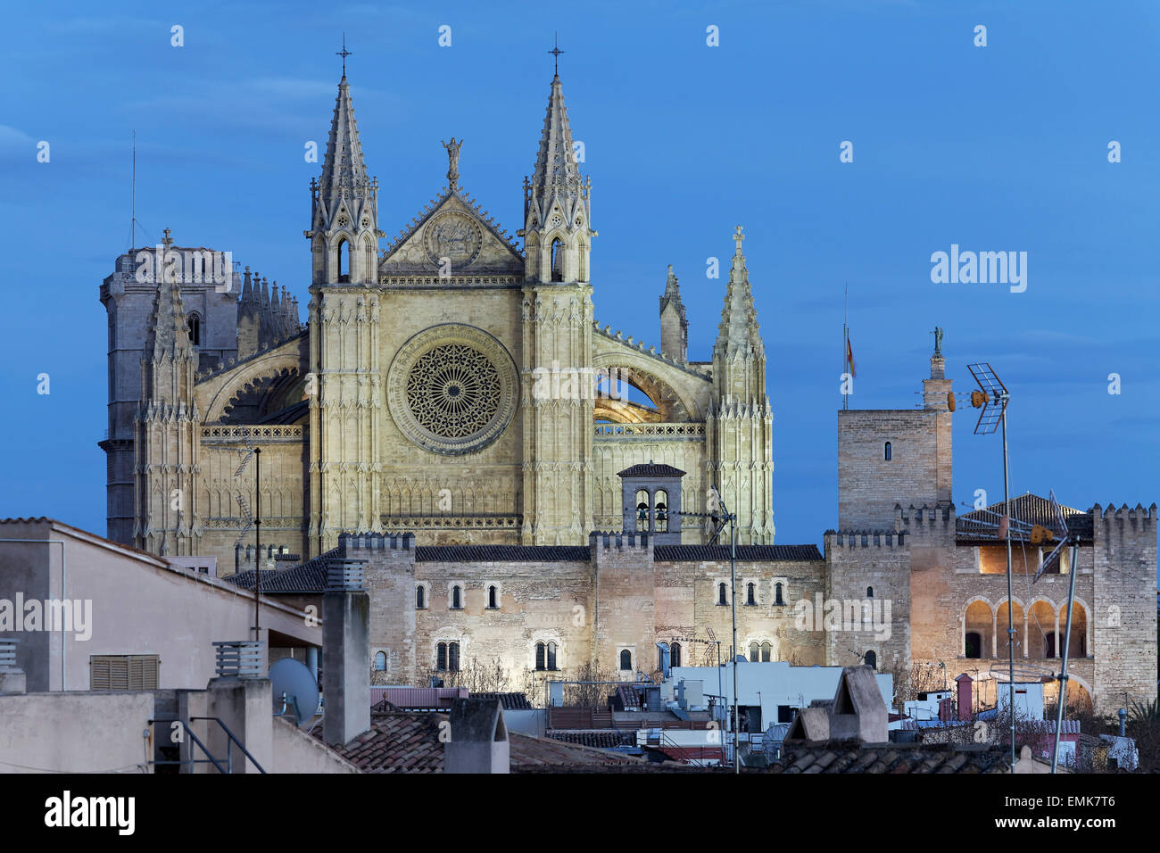 Cattedrale La Seu, atmosfera serale, Palma de Mallorca, Maiorca, isole Baleari, Spagna Foto Stock