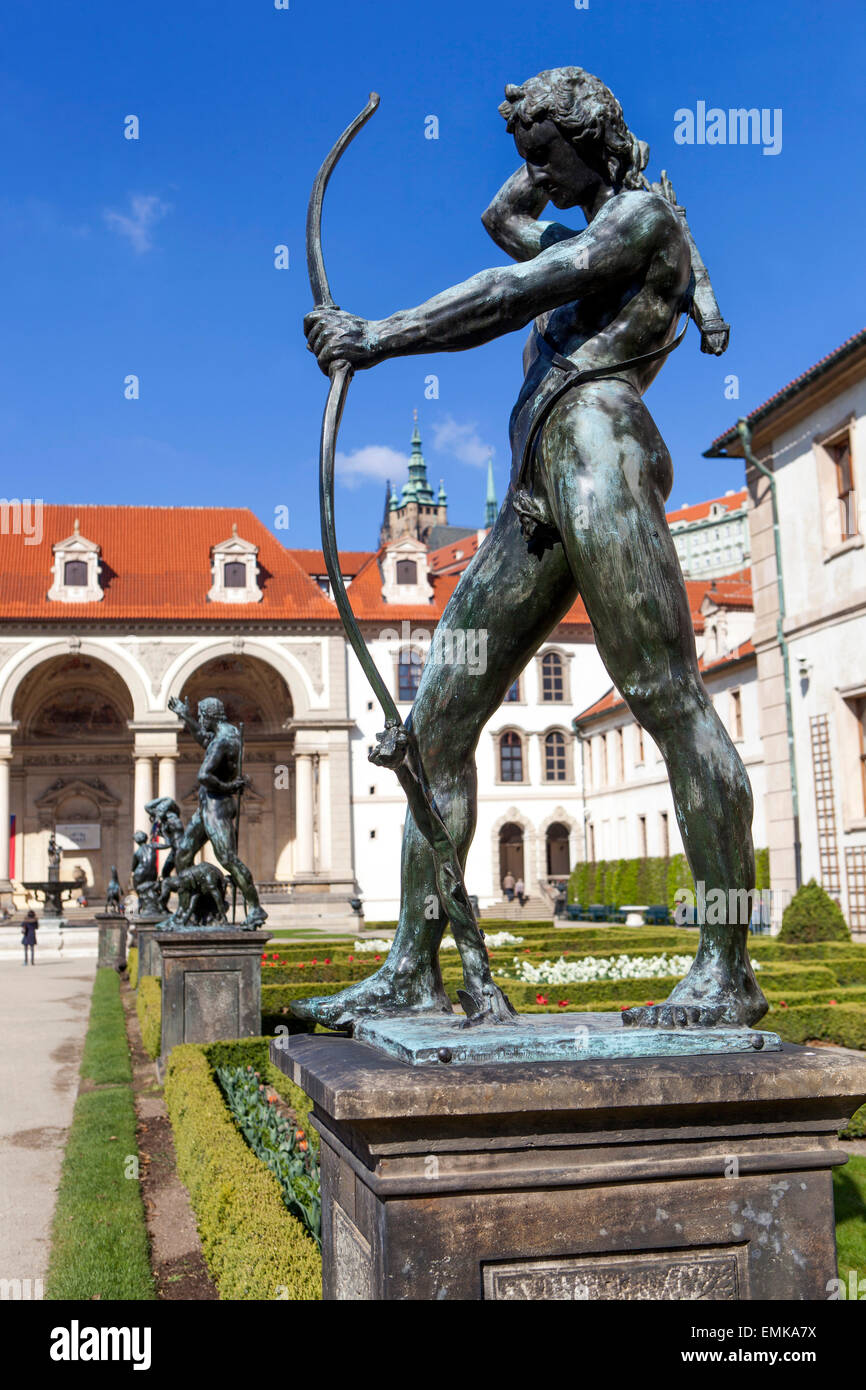 Praga Wallenstein Palace Garden Mala strana Prague Gardens Apollon scultura Foto Stock