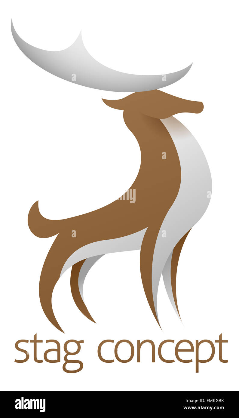 Progettazione Concettuale di stilizzazione di una fiera feste di addio al celibato o al cervo con grandi corna di cervo Foto Stock