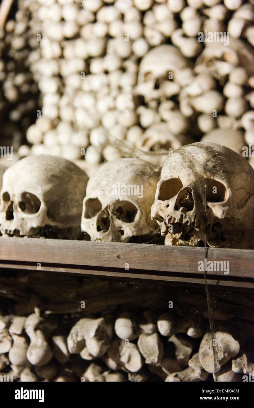 Il Sedlec Ossario è stimato a contenere le ossa di più di 40.000 persone, vittime della Morte Nera e guerre ussite. Foto Stock