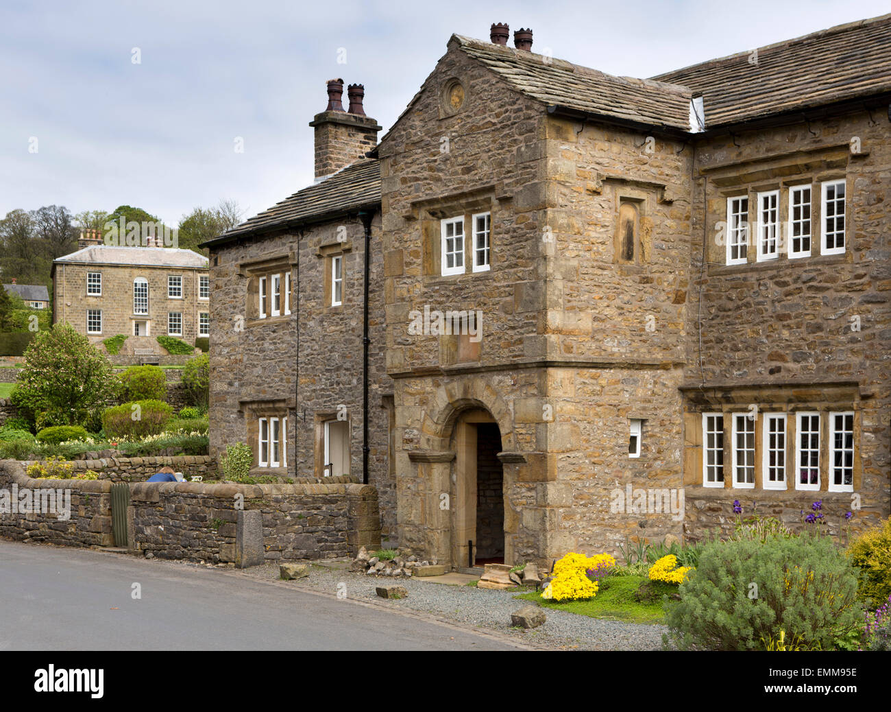 Regno Unito, Inghilterra, Lancashire, Ribble Valley, Downham, vecchio pozzo Hall Foto Stock
