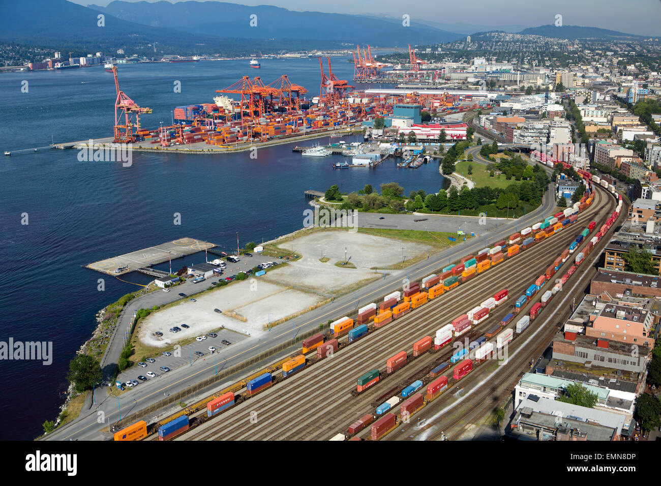 Vista aerea sul porto di Vancouver Foto Stock