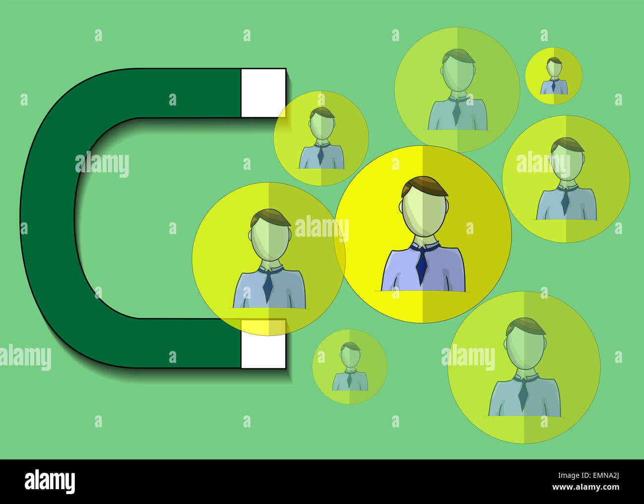Illustrazione del magnete per attrarre la gente di affari Foto Stock