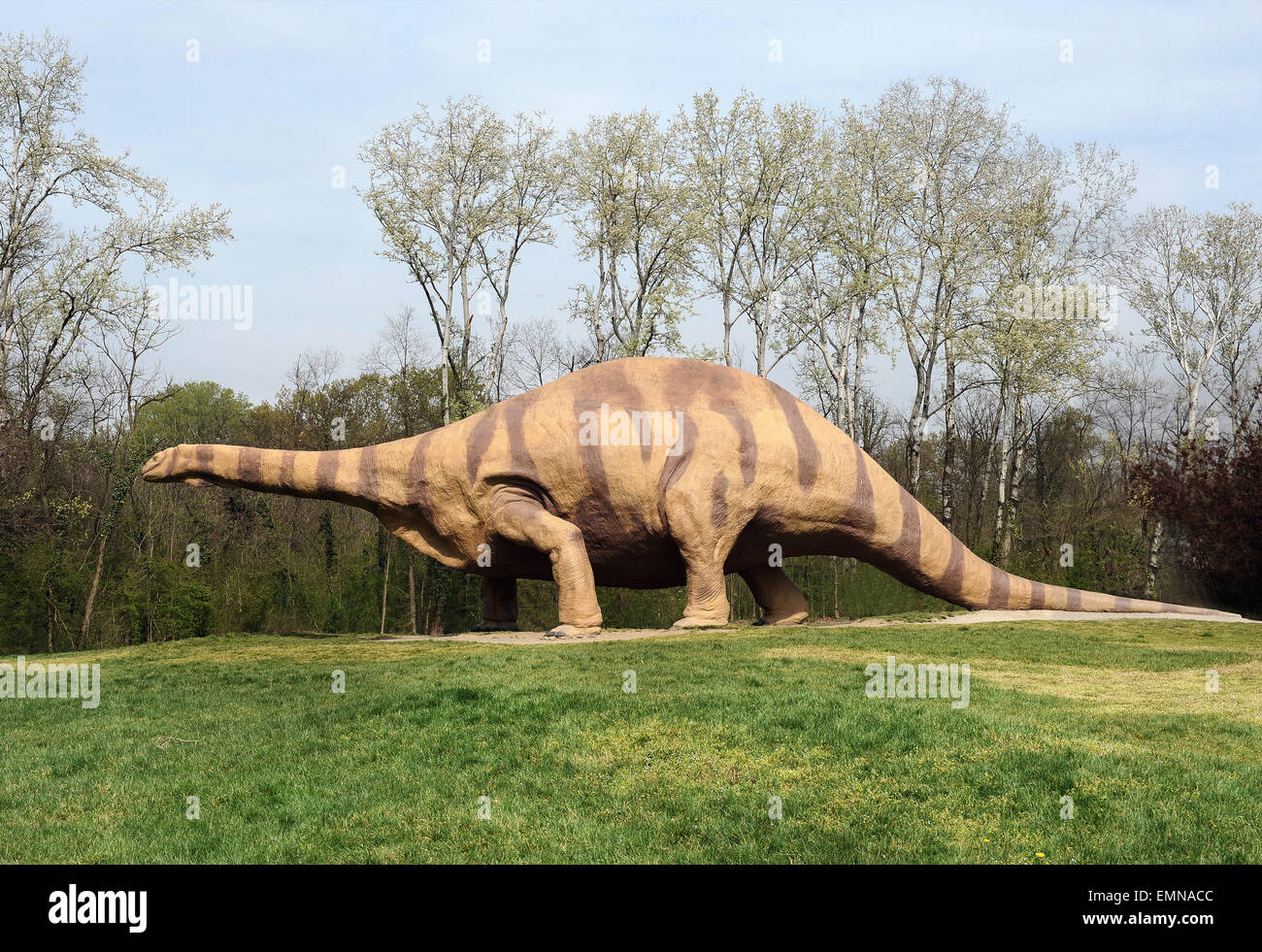 Grande statua di un Brontosaurus, un genere di sauropod estinto i dinosauri che vivevano in America del Nord Foto Stock