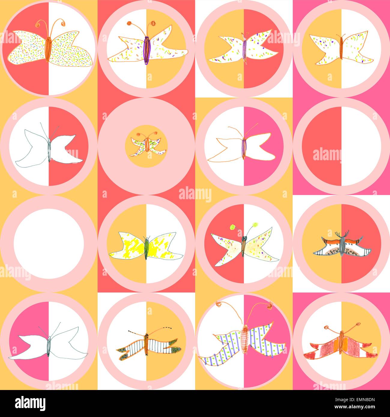 Modello senza giunture di farfalle e falene. Disegnate a mano illustrazione dello stile. EPS vettore 10. Illustrazione Vettoriale