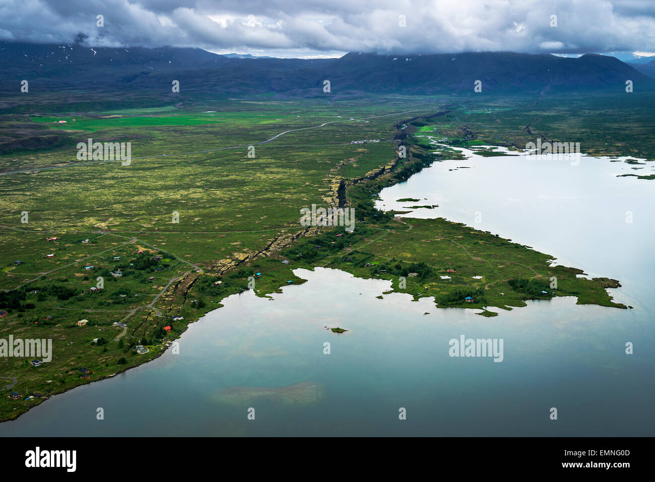 Mid-Atlantic Ridge, Almannagja fessura, Thingvellir National Park, Islanda. Foto Stock