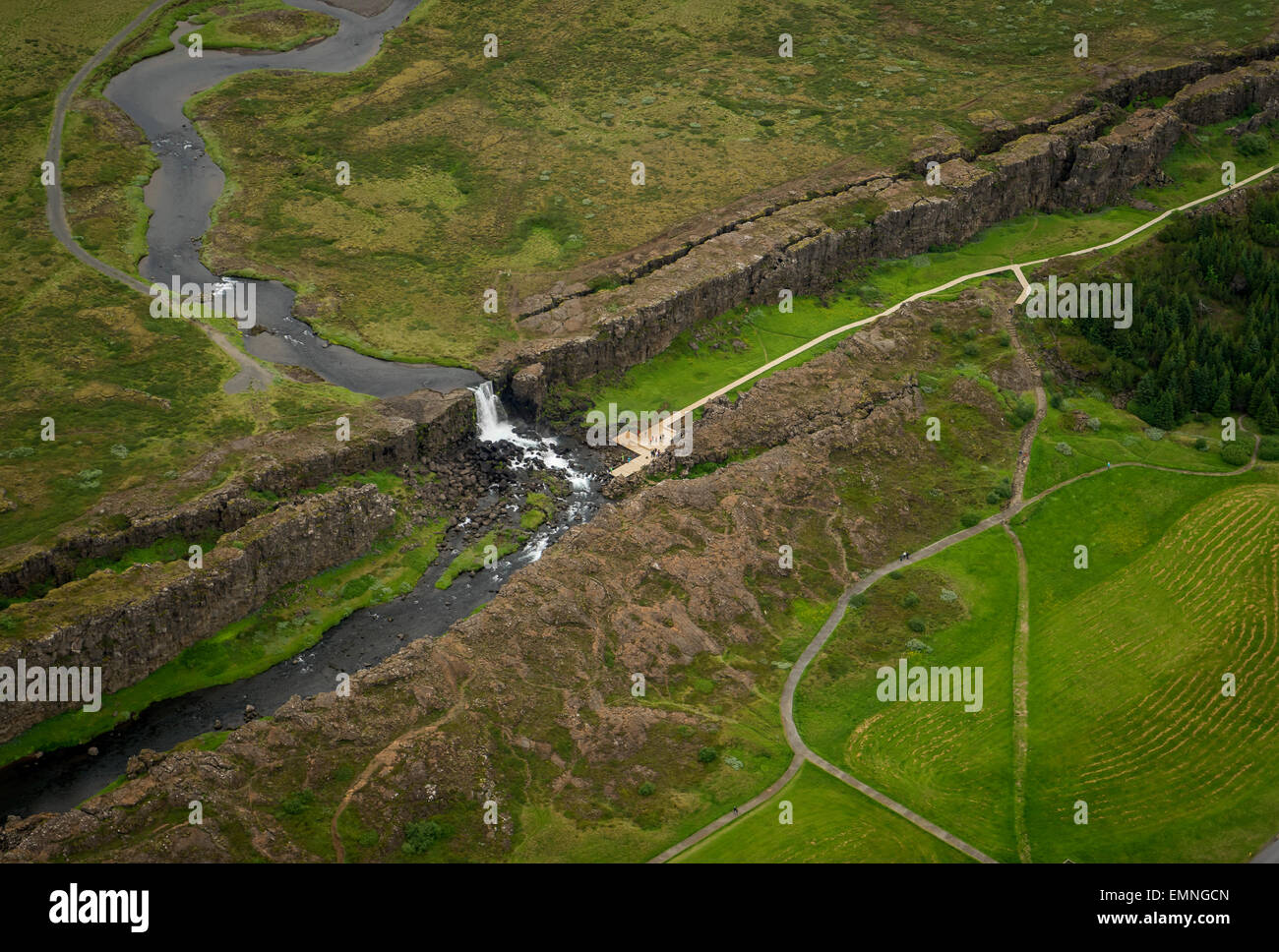 Fessura Almannagja, Mid-Atlantic Ridge, Thingvellir National Park, Islanda Foto Stock