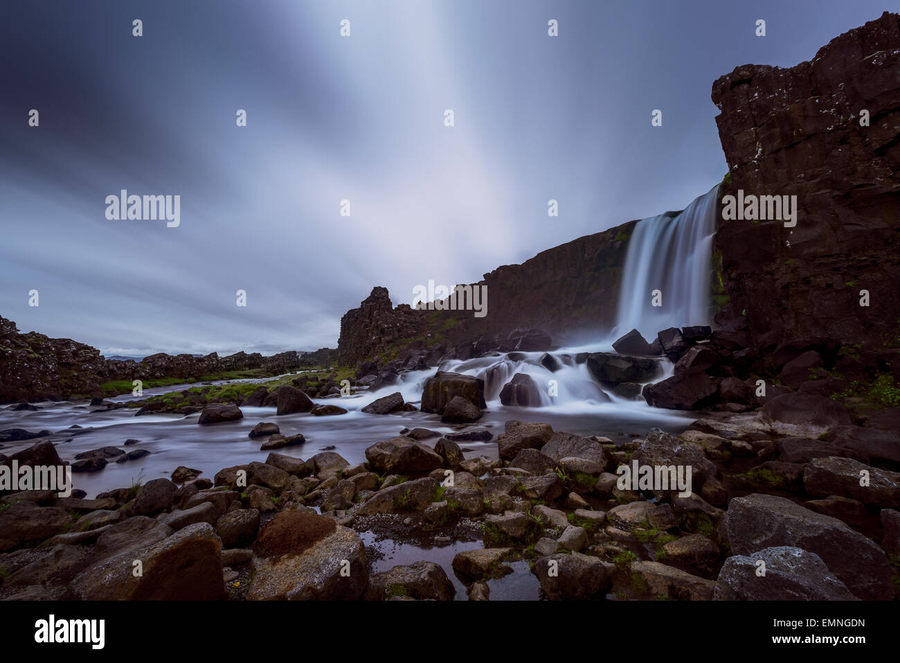 Cascata Oxararfoss, Thingvellir National Park, Islanda Foto Stock